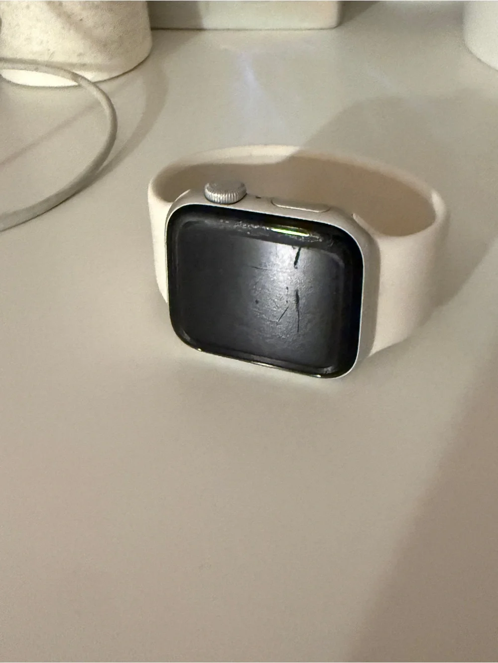 Apple Silver Smartwatch with White Band